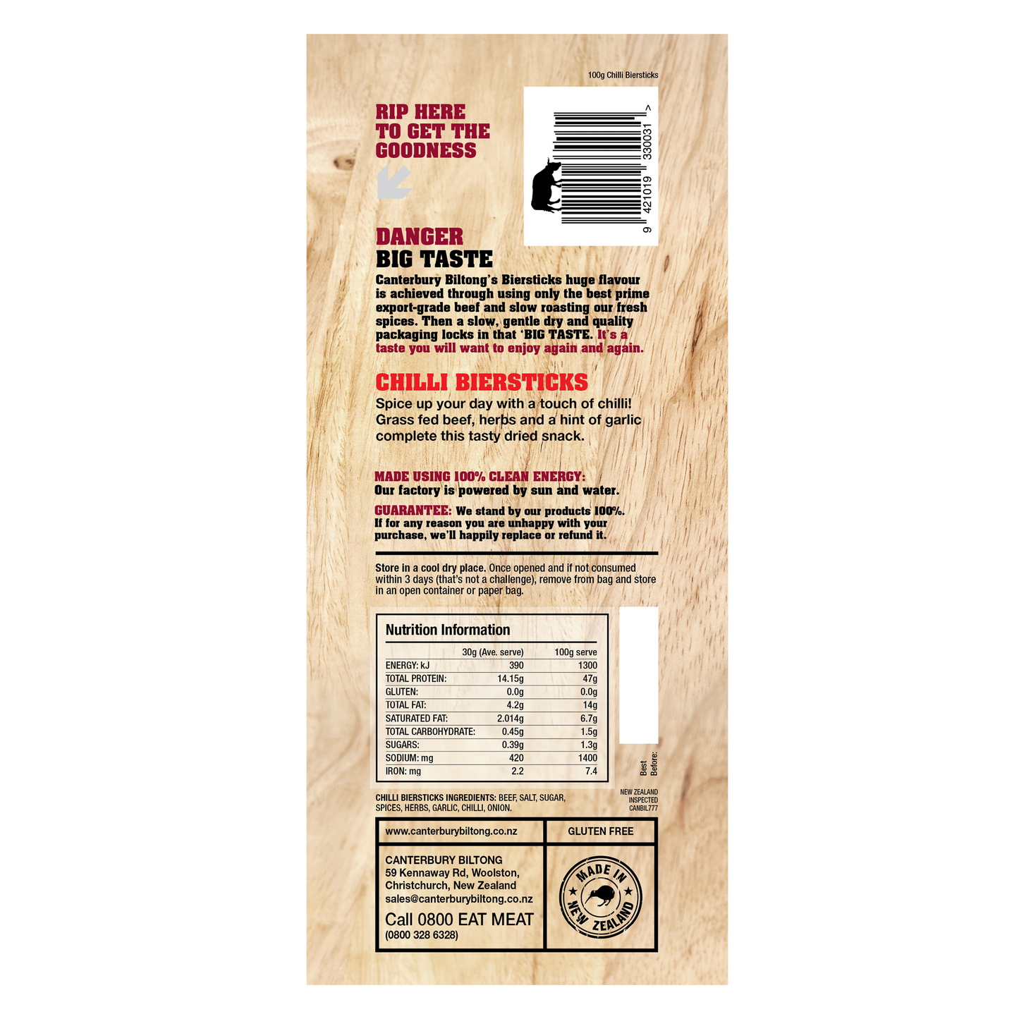 Chilli Bierstick 100g  - Carton of 10